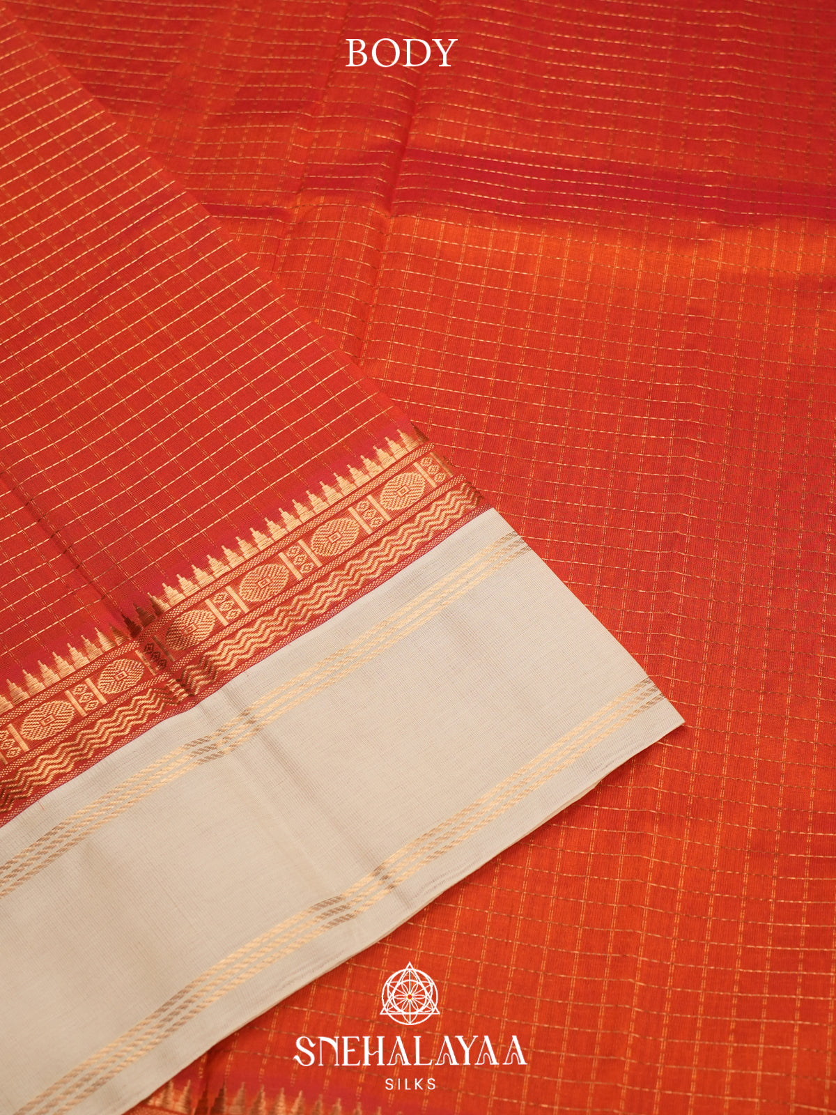 Orange Kanchi Silk Cotton Saree