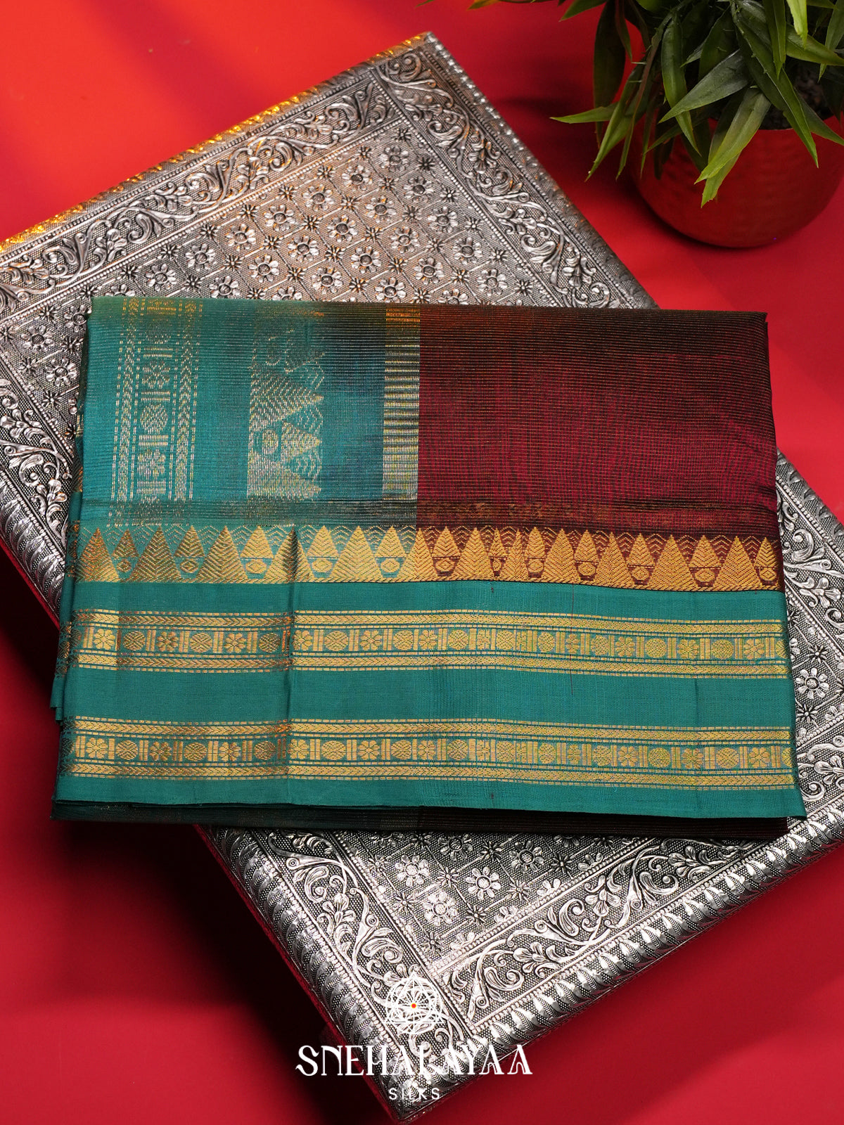 Maroon Kanchi Silk Cotton Saree