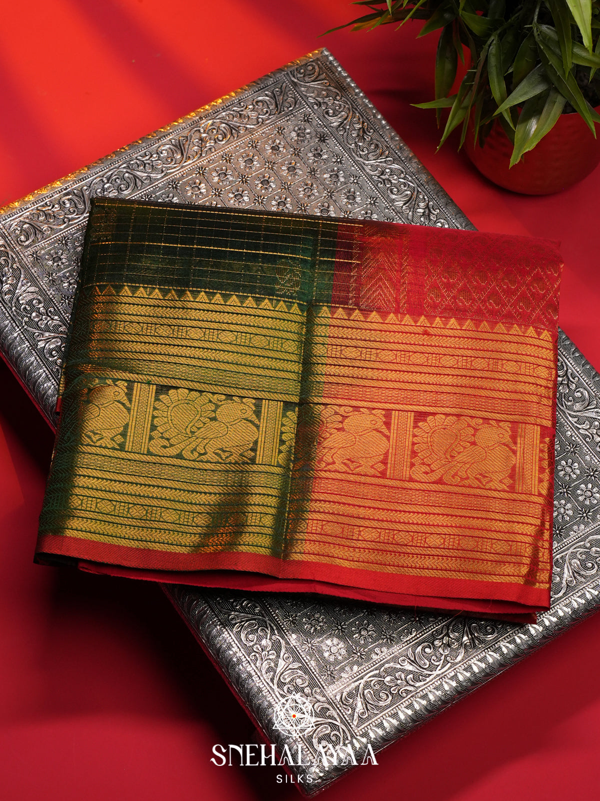 Forest Green Kanchi Silk Cotton Saree
