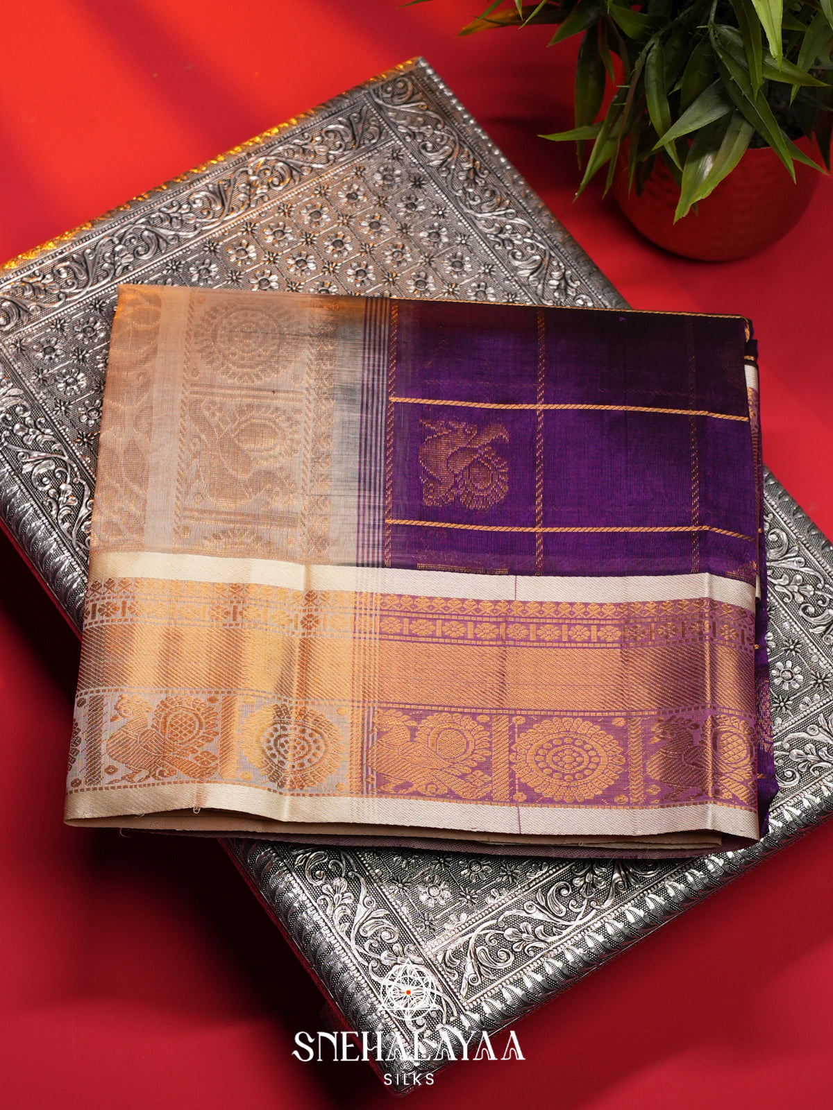 Purple Kanchi Silk Cotton Saree