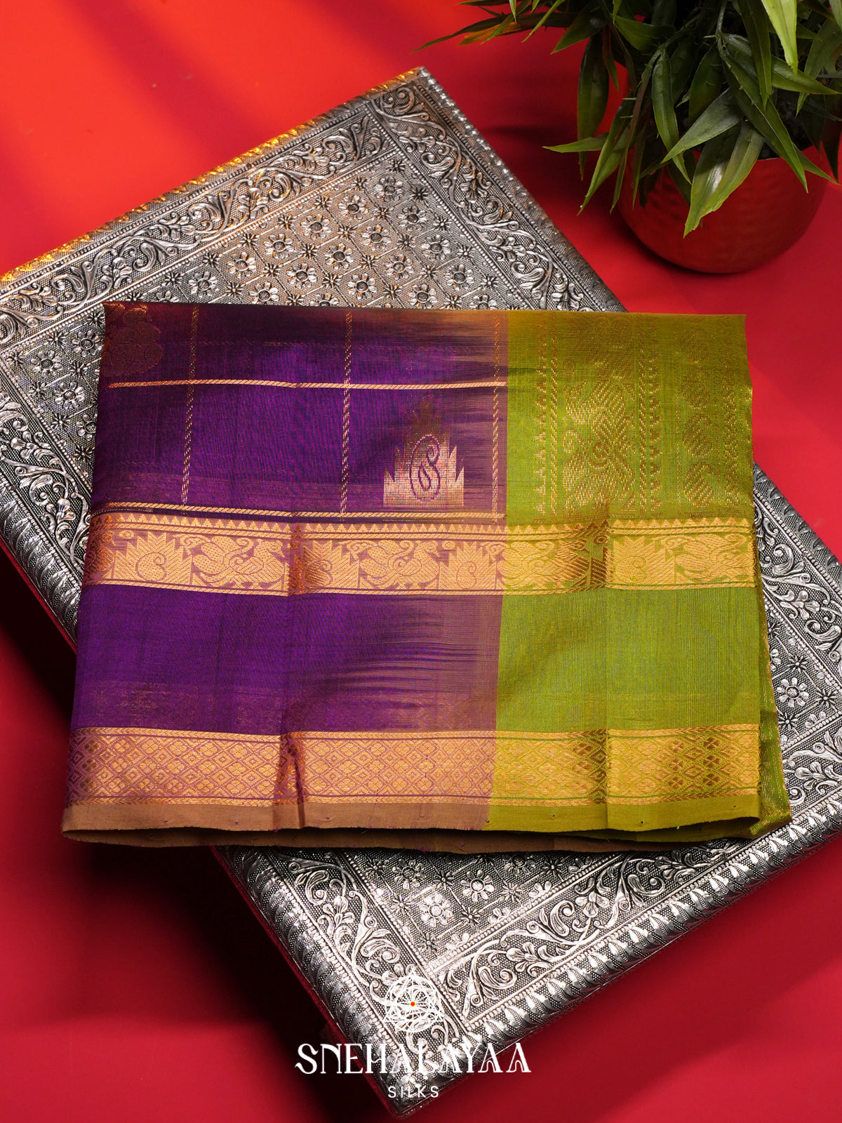 Magenta Kanchi Silk Cotton Saree