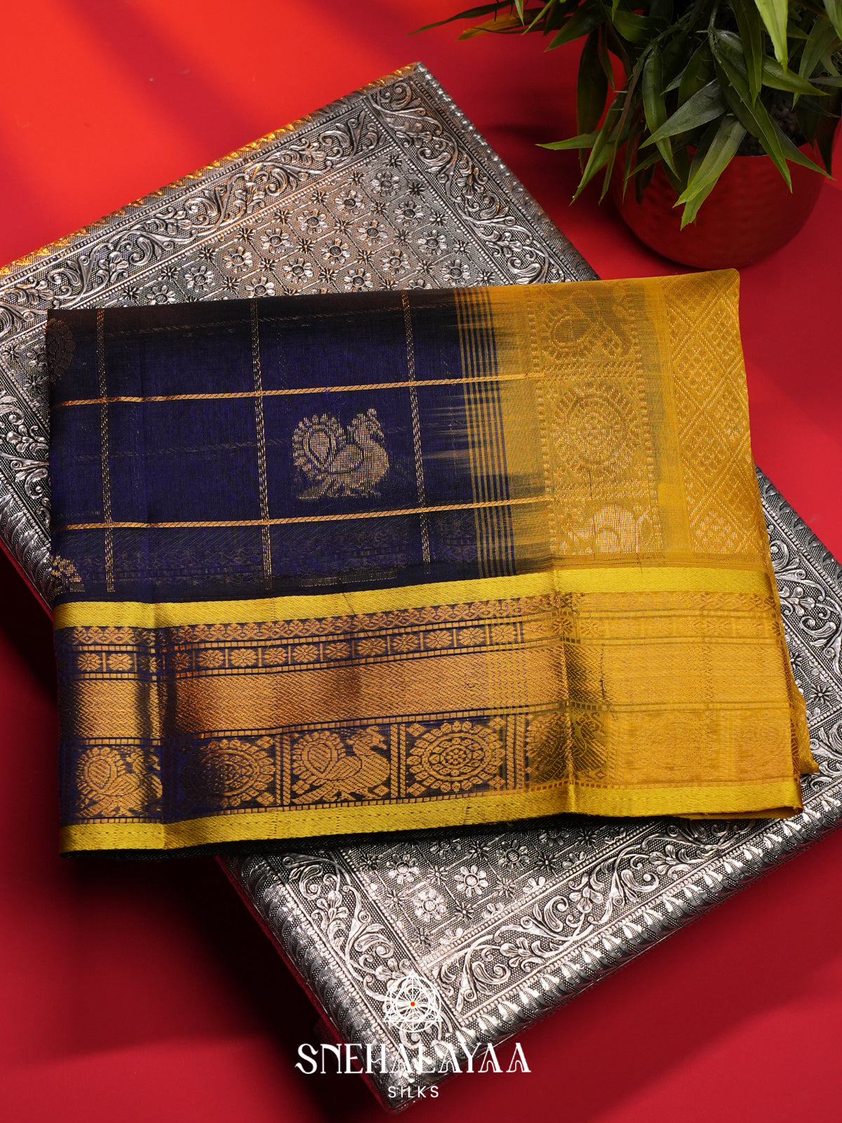 Ink Blue Kanchi Silk Cotton Saree
