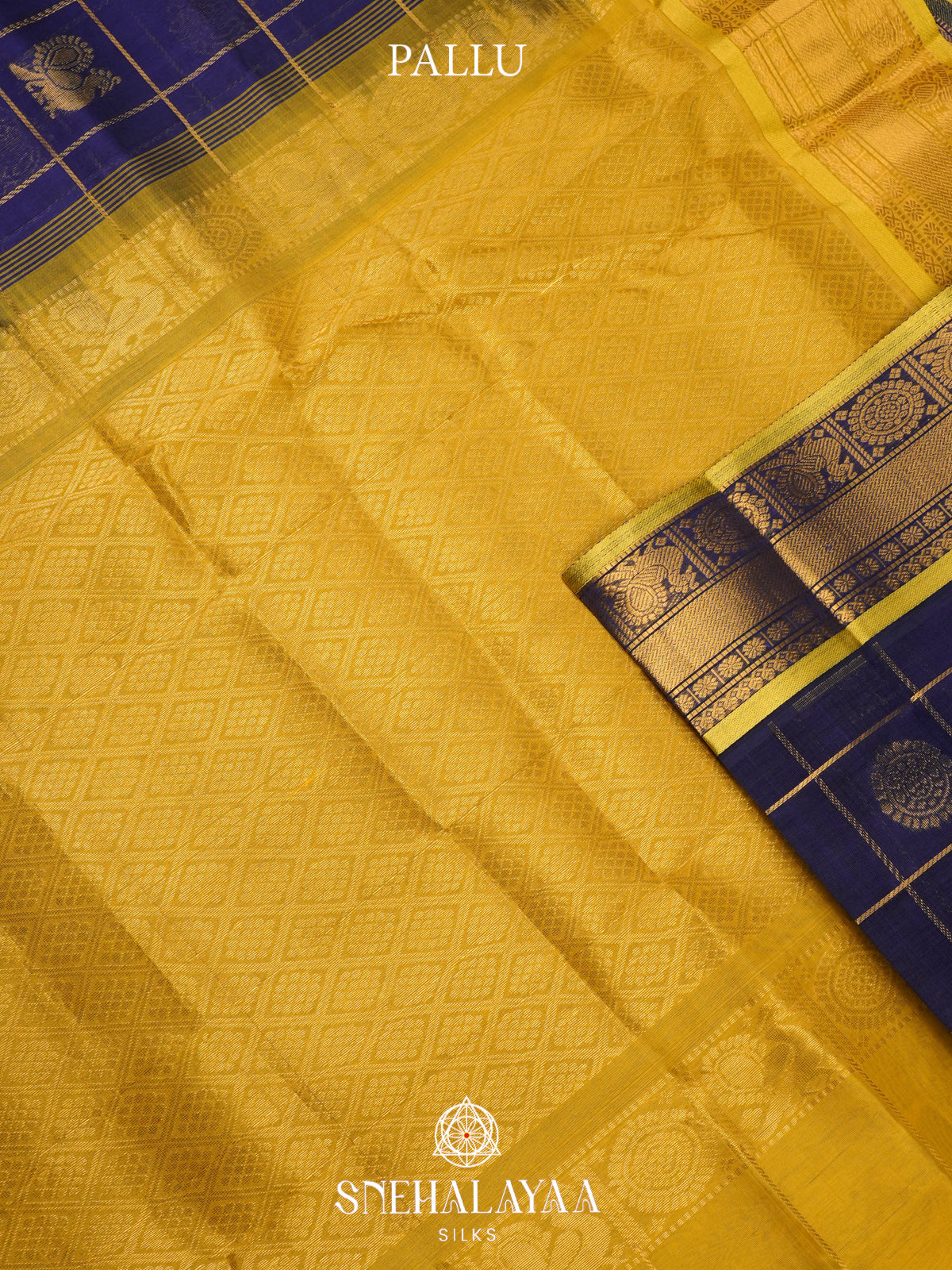 Ink Blue Kanchi Silk Cotton Saree
