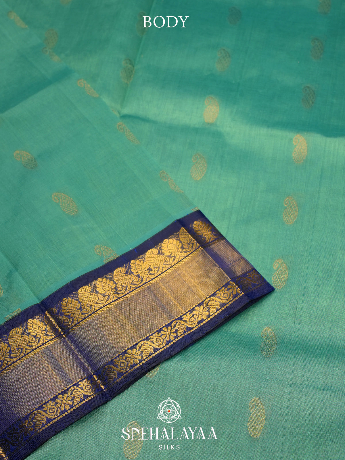 Teal Green Kanchi Silk Cotton Saree