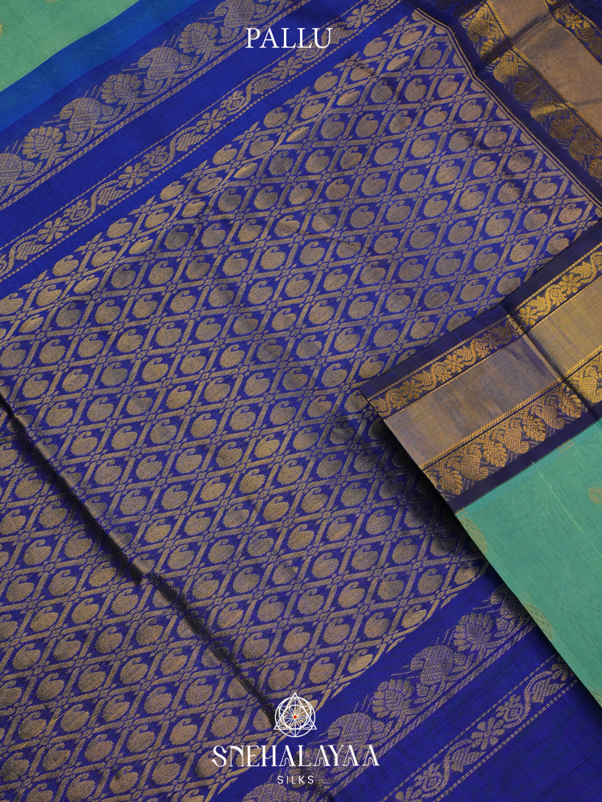 Teal Green Kanchi Silk Cotton Saree