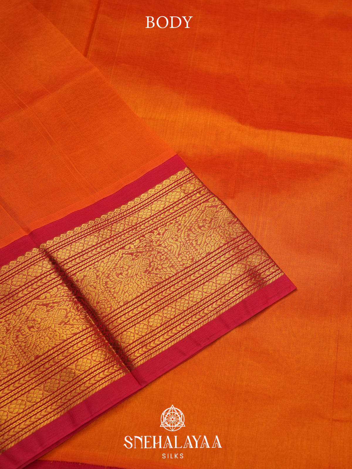 Orange Kanchi Silk Cotton Saree