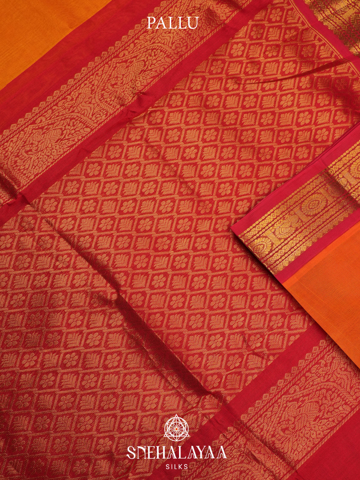Orange Kanchi Silk Cotton Saree