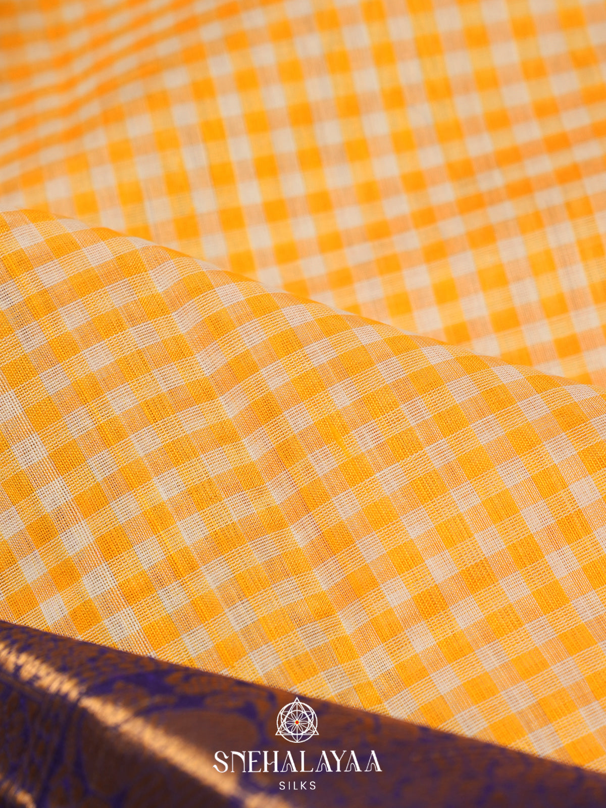 Yellow Checks Kanchi Silk Cotton Saree