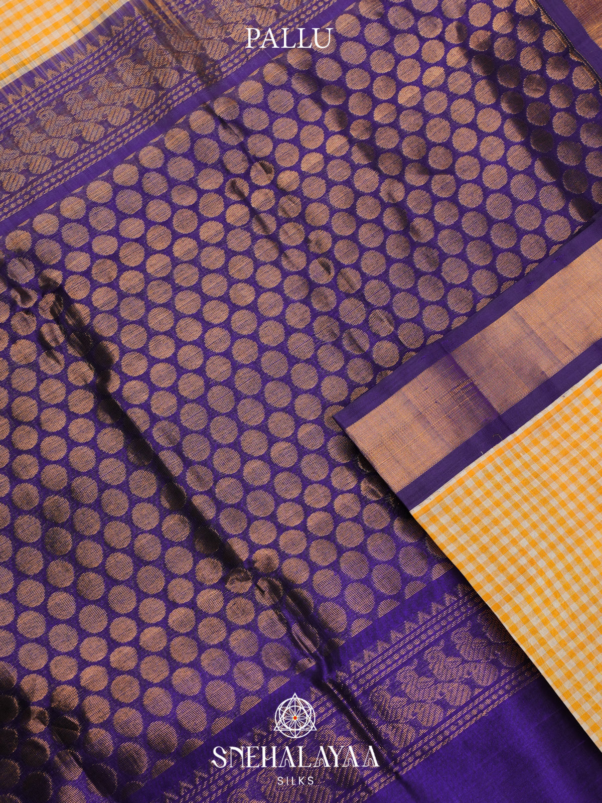 Yellow Checks Kanchi Silk Cotton Saree