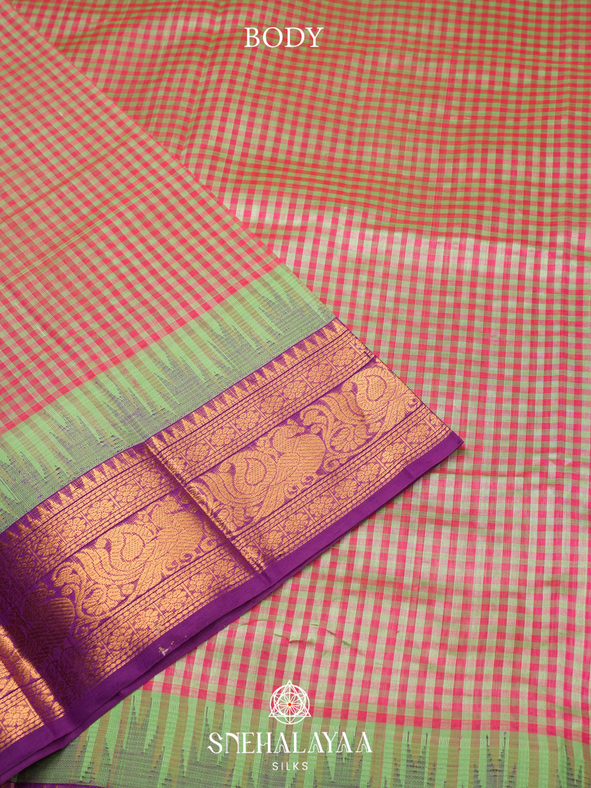 Multicolour Checks Kanchi Silk Cotton Saree