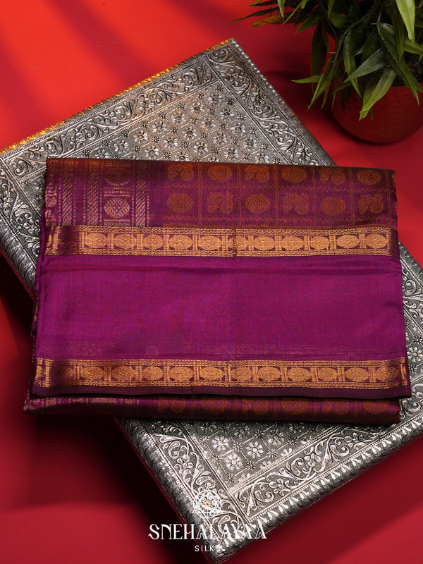 Magenta Kanchi Silk Cotton Saree