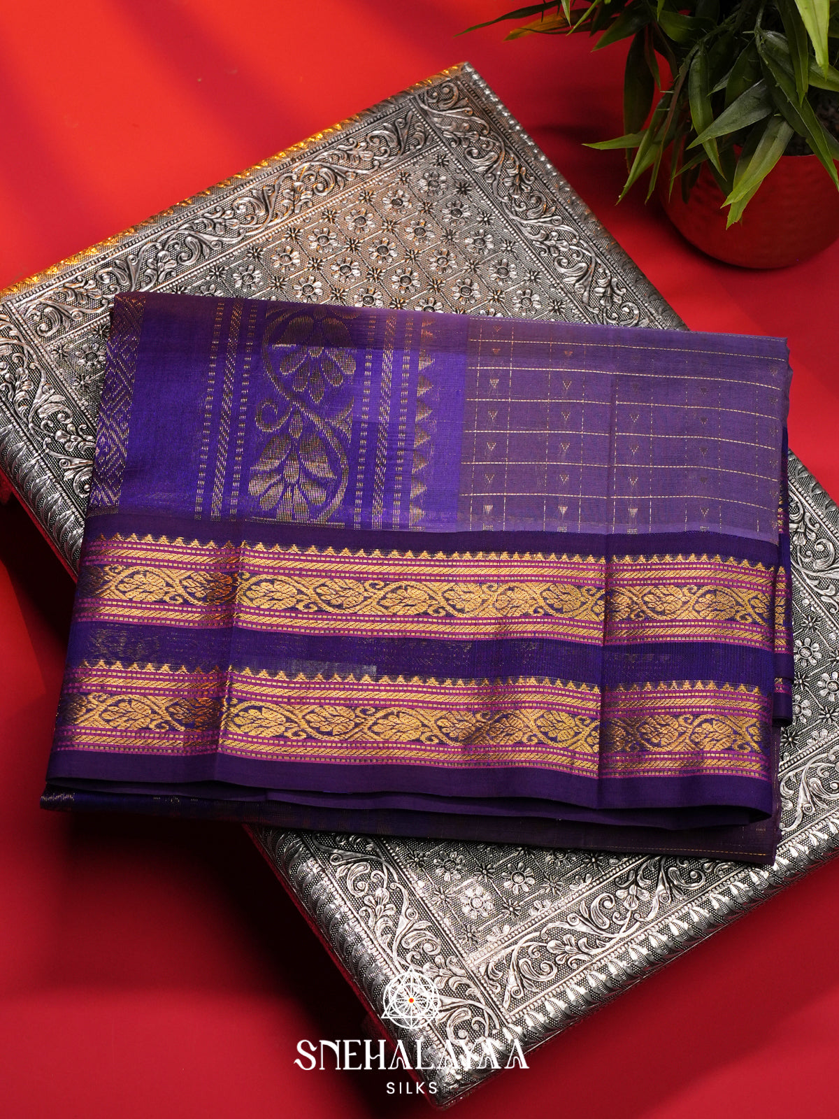 Purple Kanchi Silk Cotton Saree