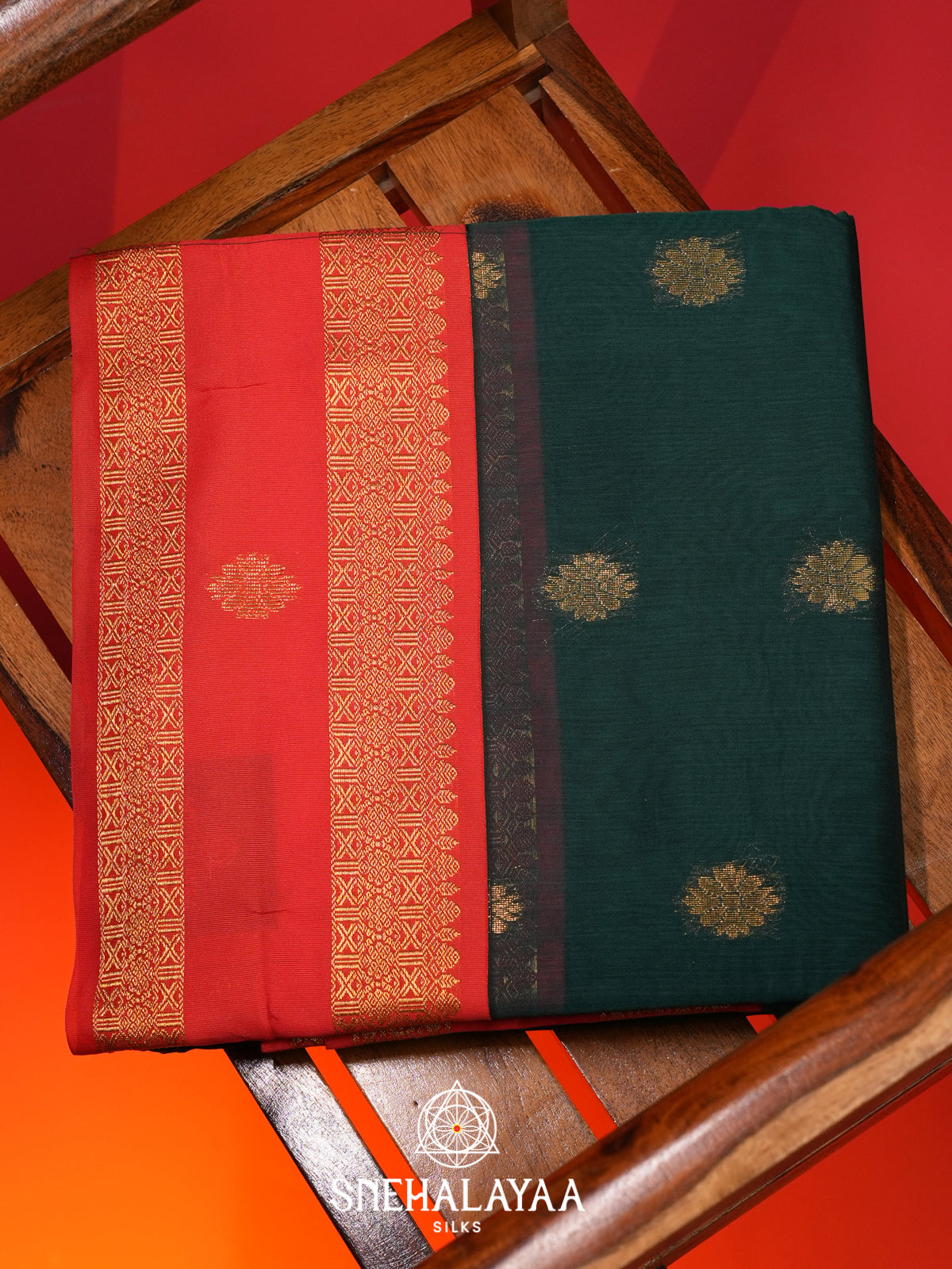 Forest Green Silk Cotton Saree