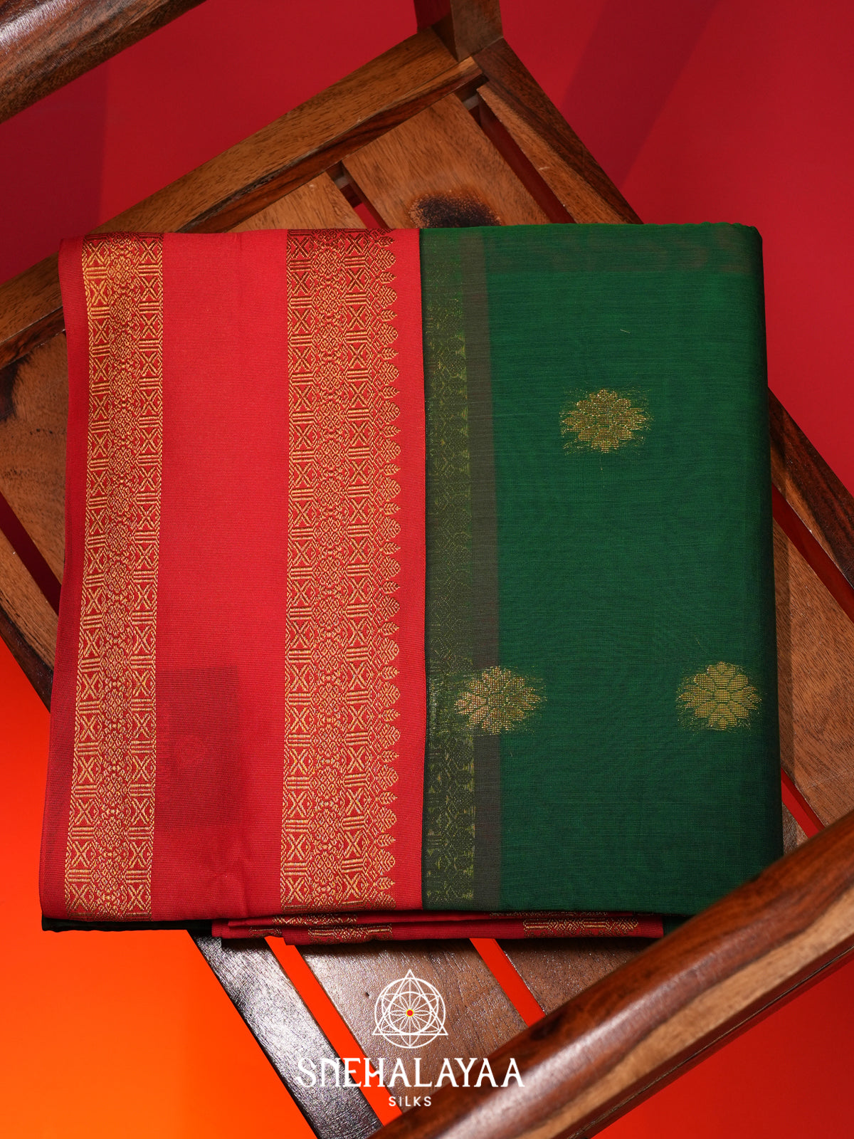 Bottle Green Silk Cotton Saree