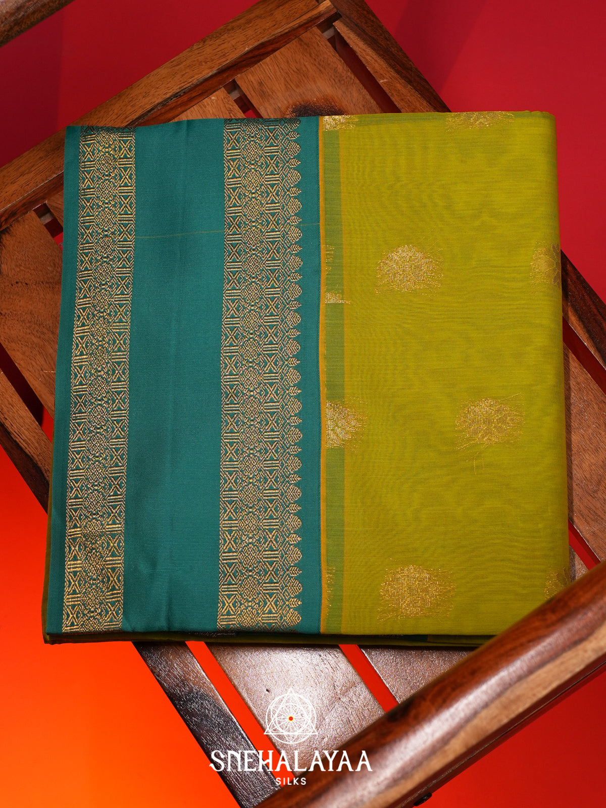 Lime Green Silk Cotton Saree