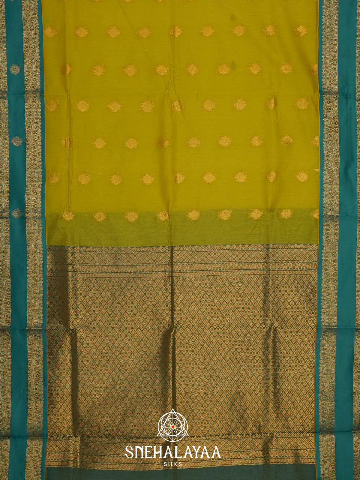 Lime Green Silk Cotton Saree