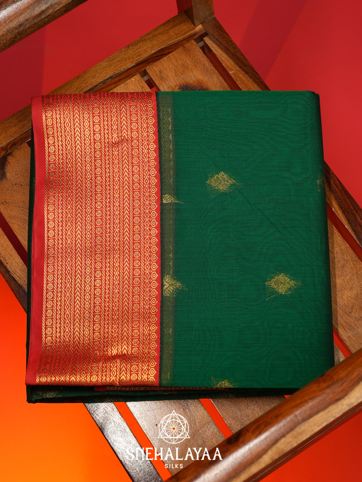 Bottle Green Silk Cotton Saree