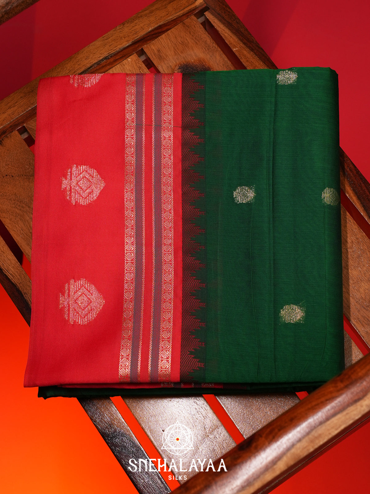 Bottle Green Silk Cotton Saree