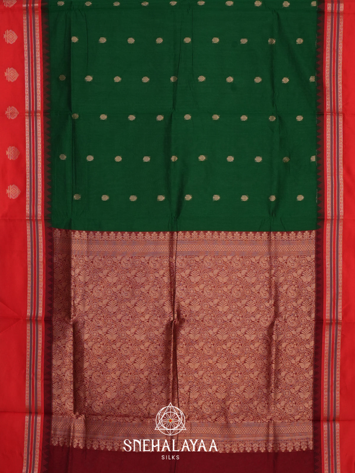Bottle Green Silk Cotton Saree