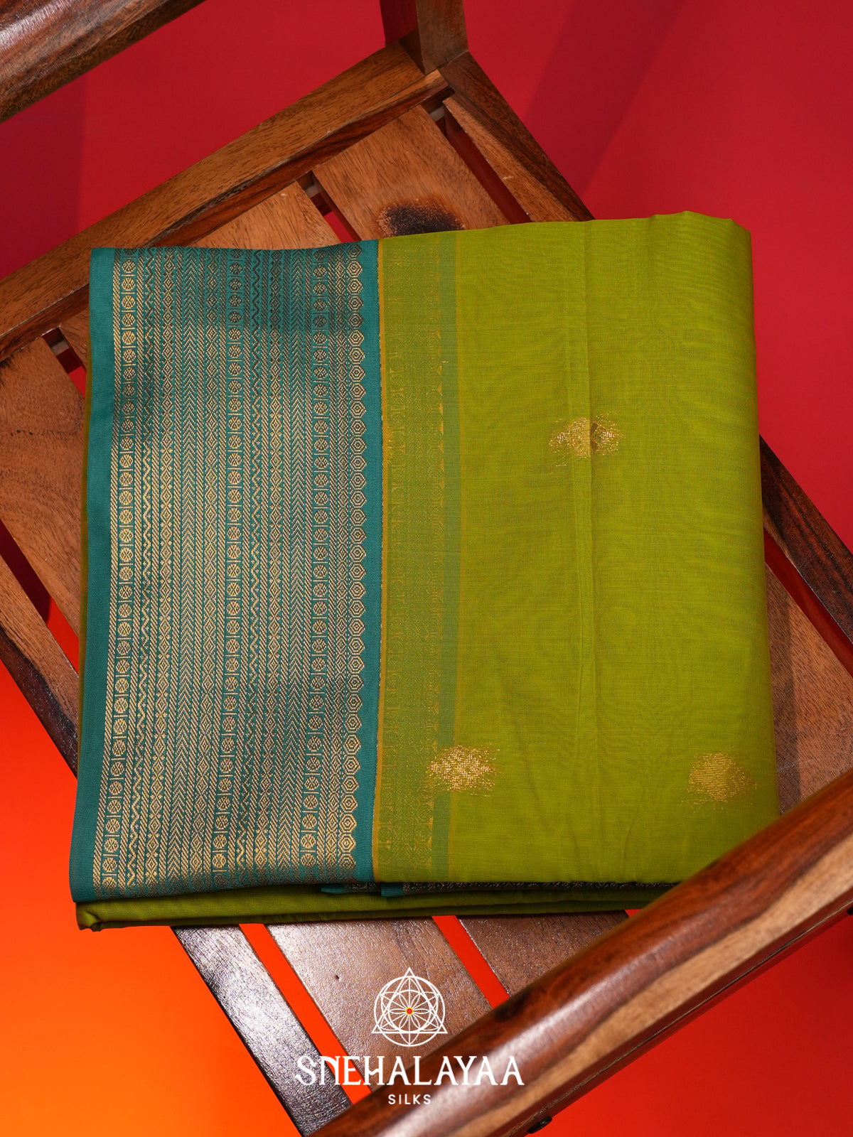 Parrot Green Silk Cotton Saree