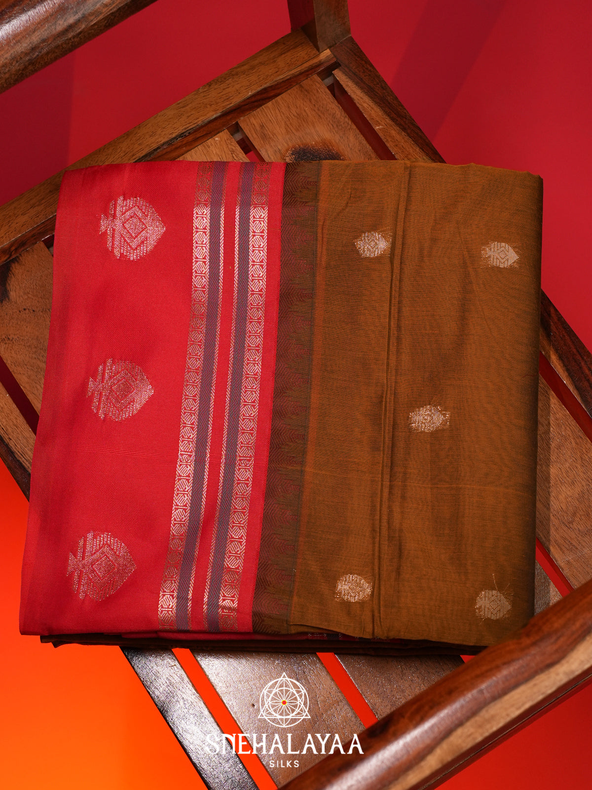 Rust Brown Silk Cotton Saree