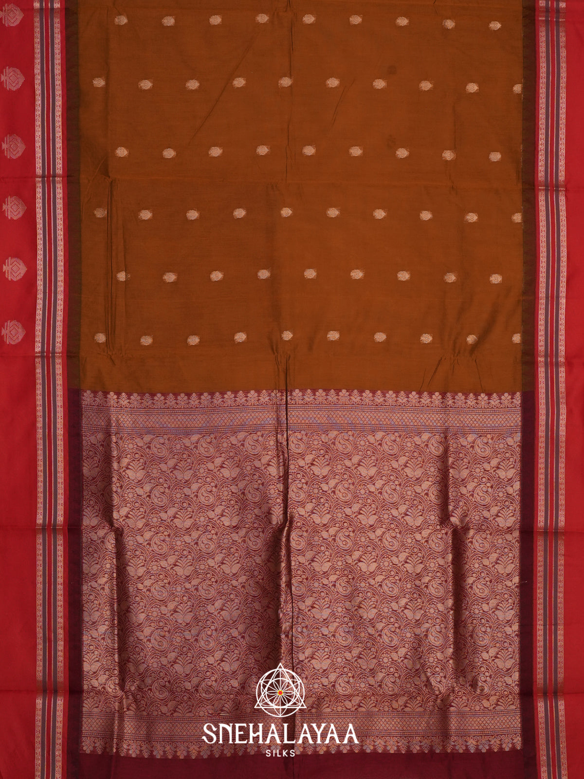 Rust Brown Silk Cotton Saree