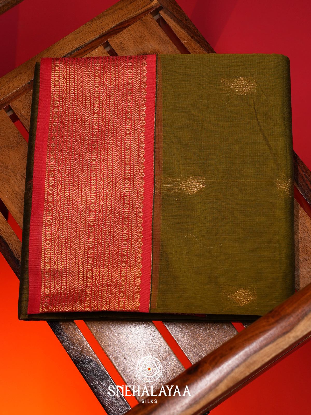 Olive Green Silk Cotton Saree