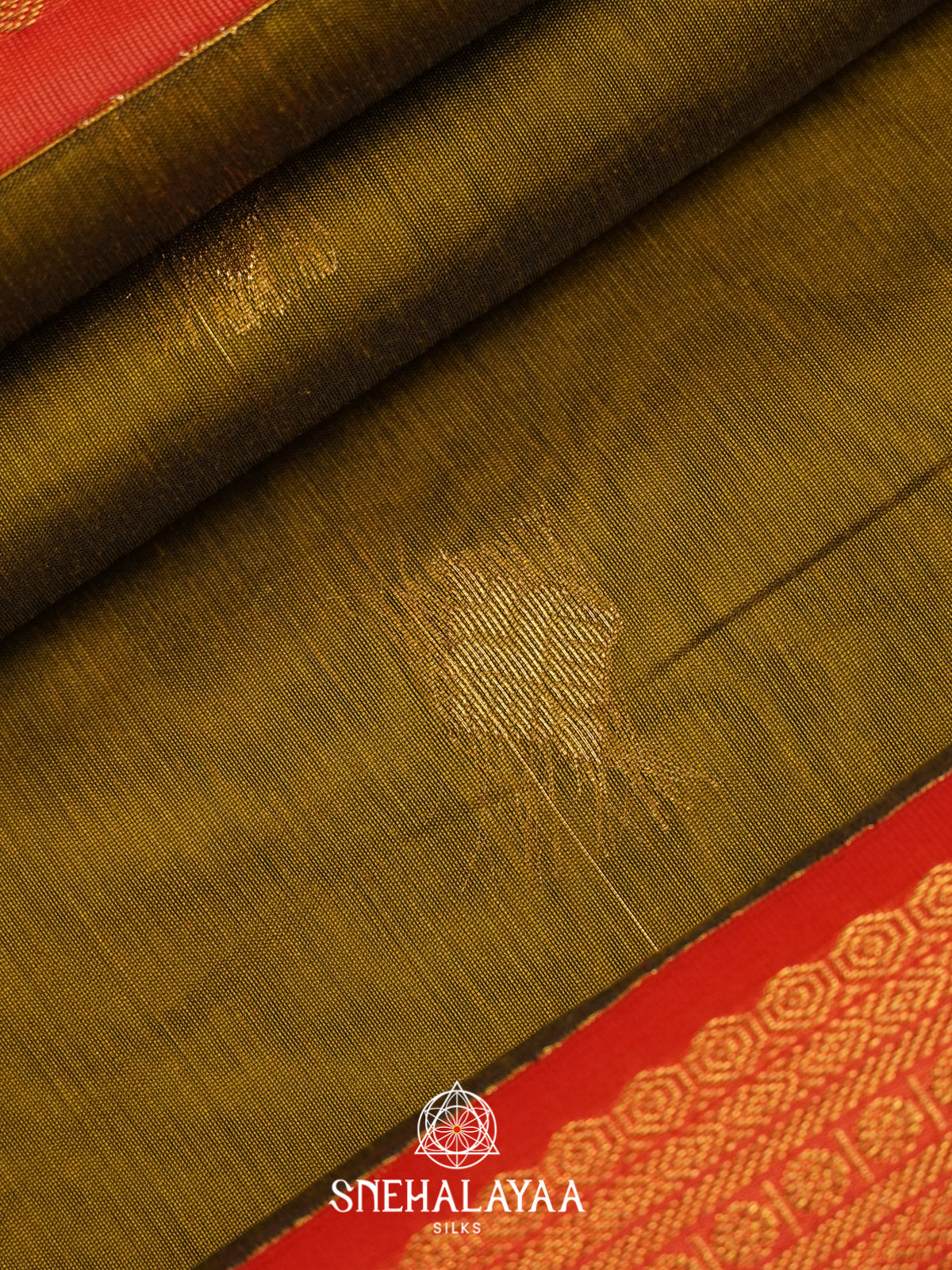 Olive Green Silk Cotton Saree