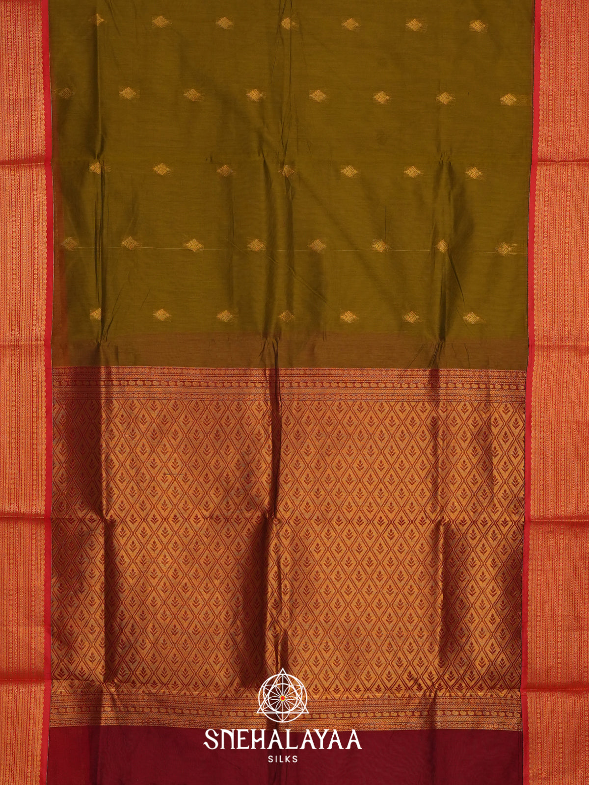 Olive Green Silk Cotton Saree