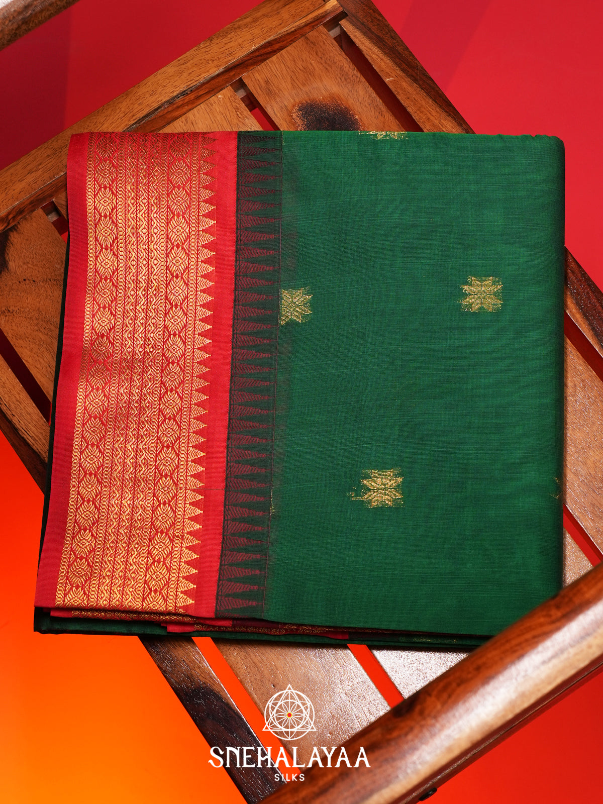 Bottle Green Silk Cotton Saree