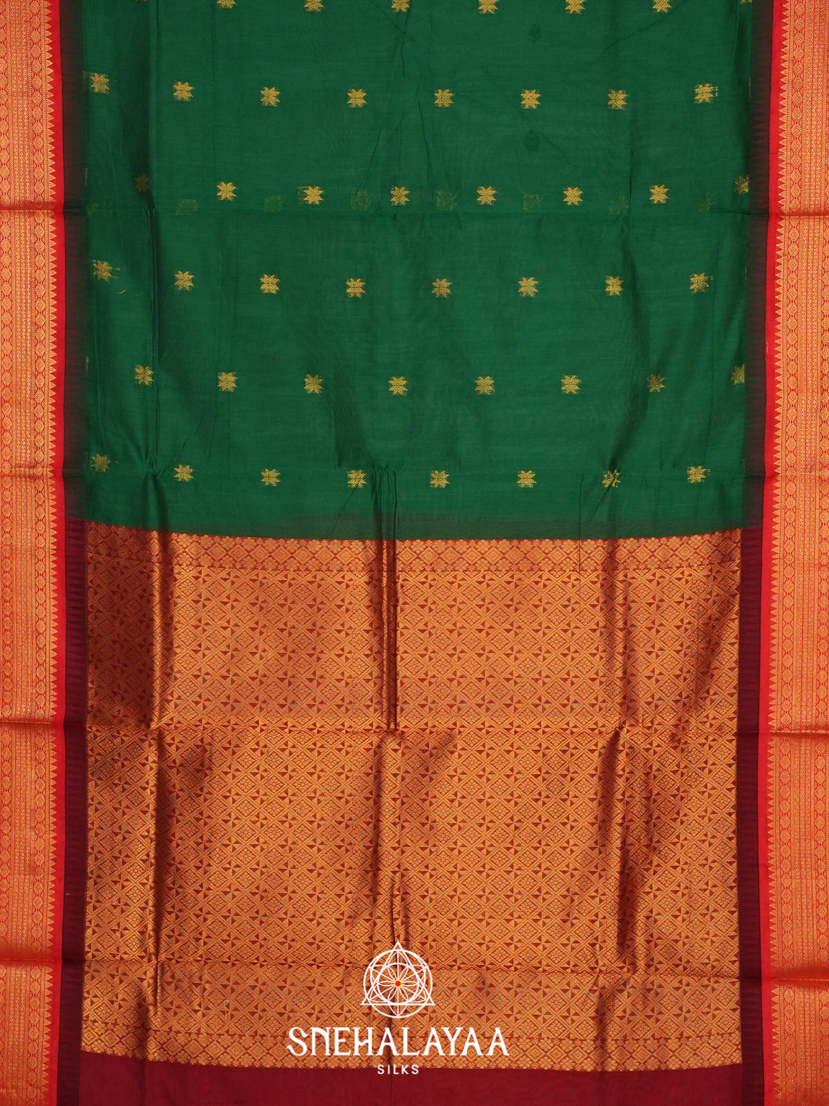 Bottle Green Silk Cotton Saree