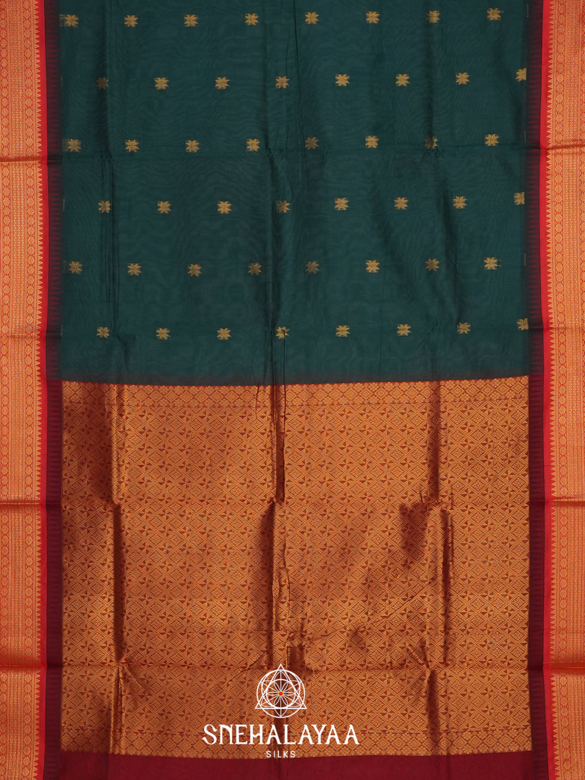 Teal Green Silk Cotton Saree
