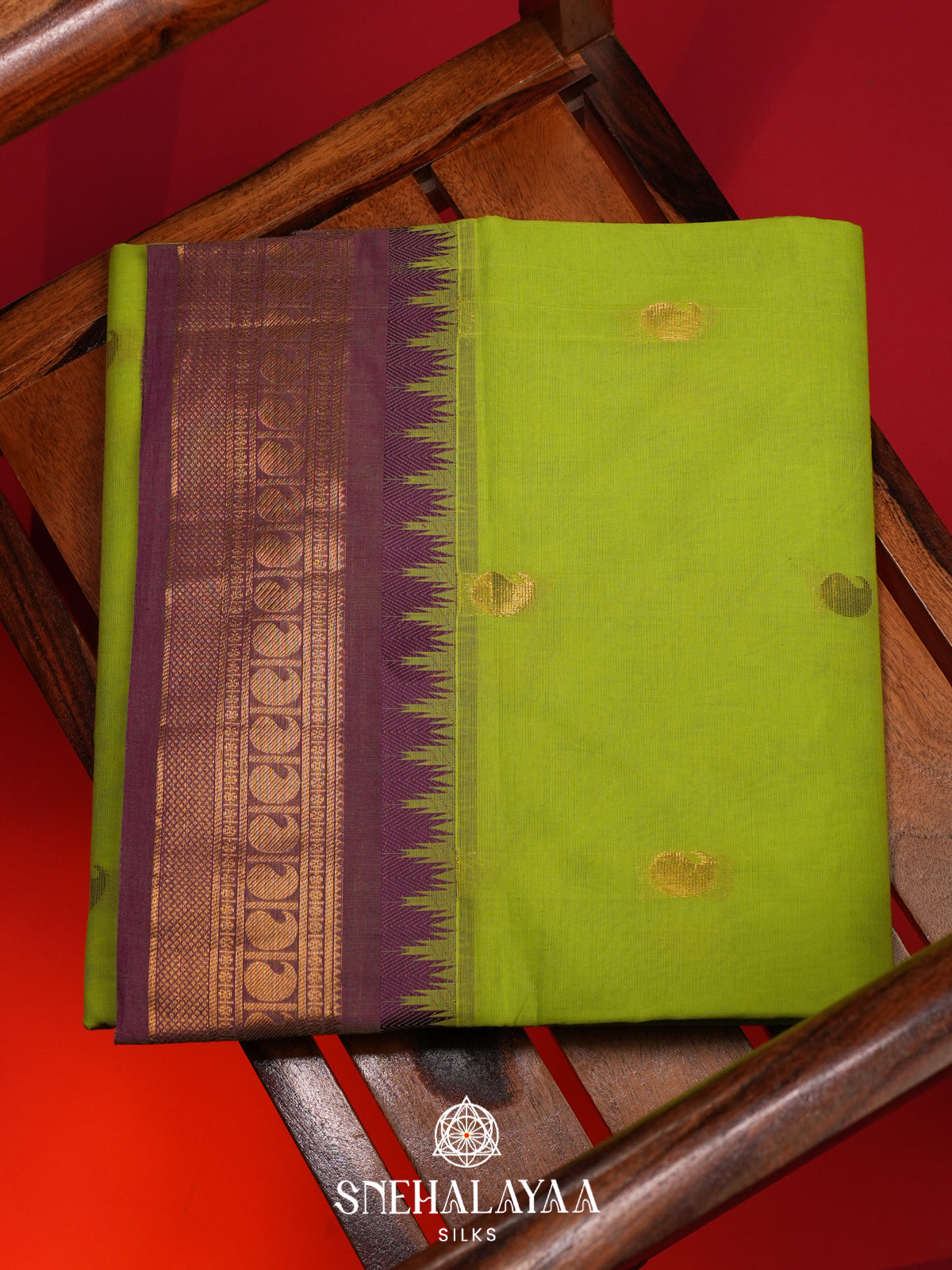 Lime Green Handloom Cotton Saree