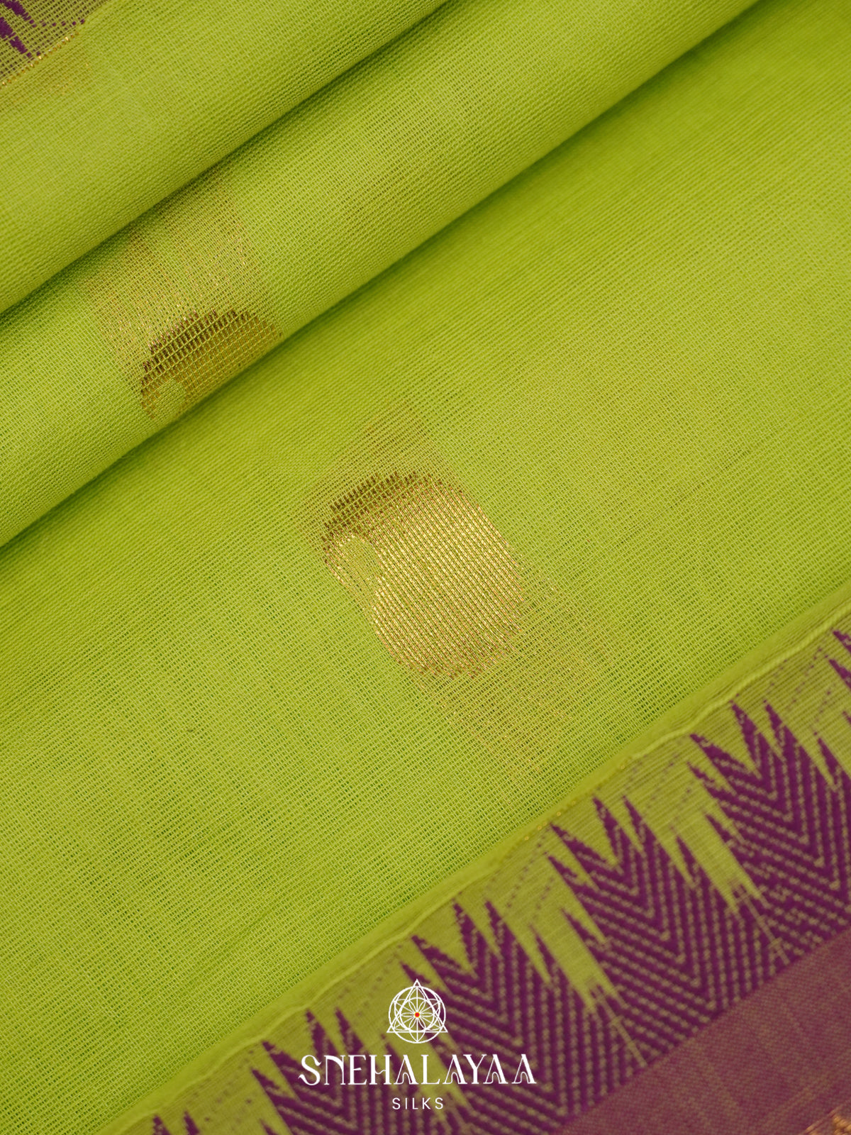 Lime Green Handloom Cotton Saree
