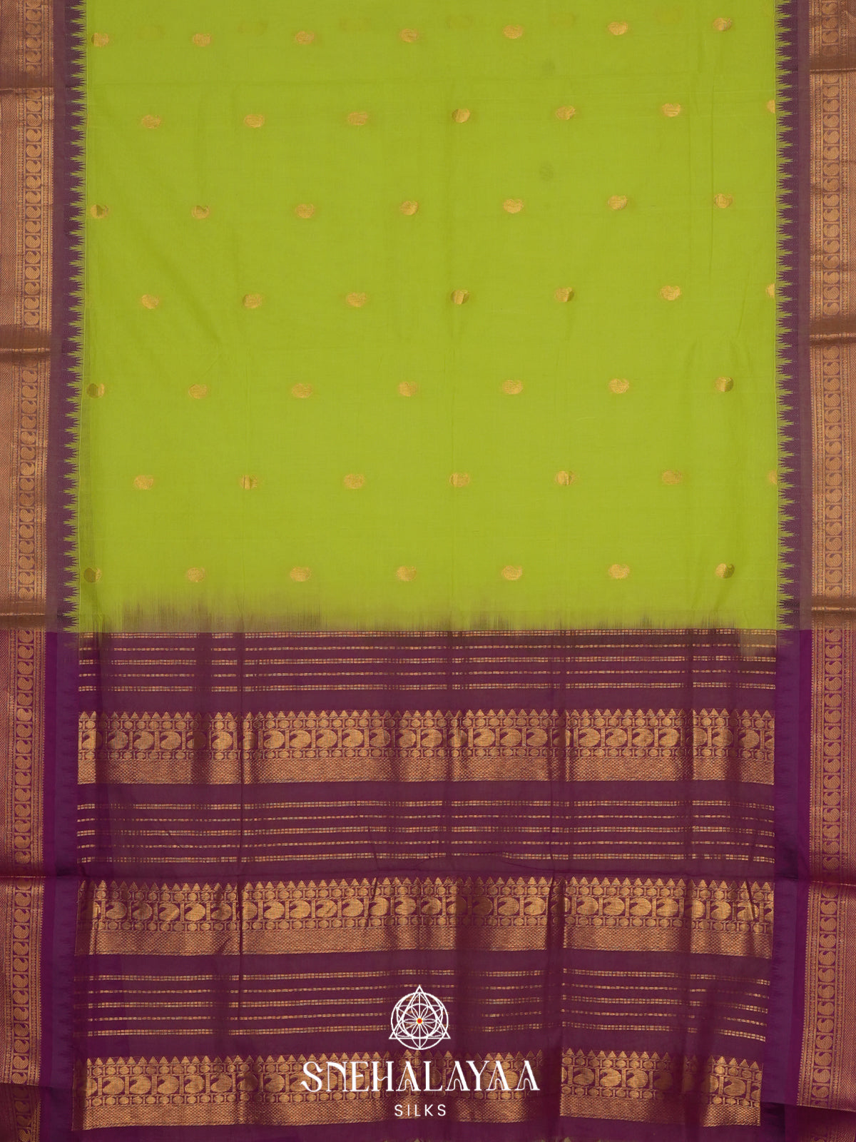 Lime Green Handloom Cotton Saree