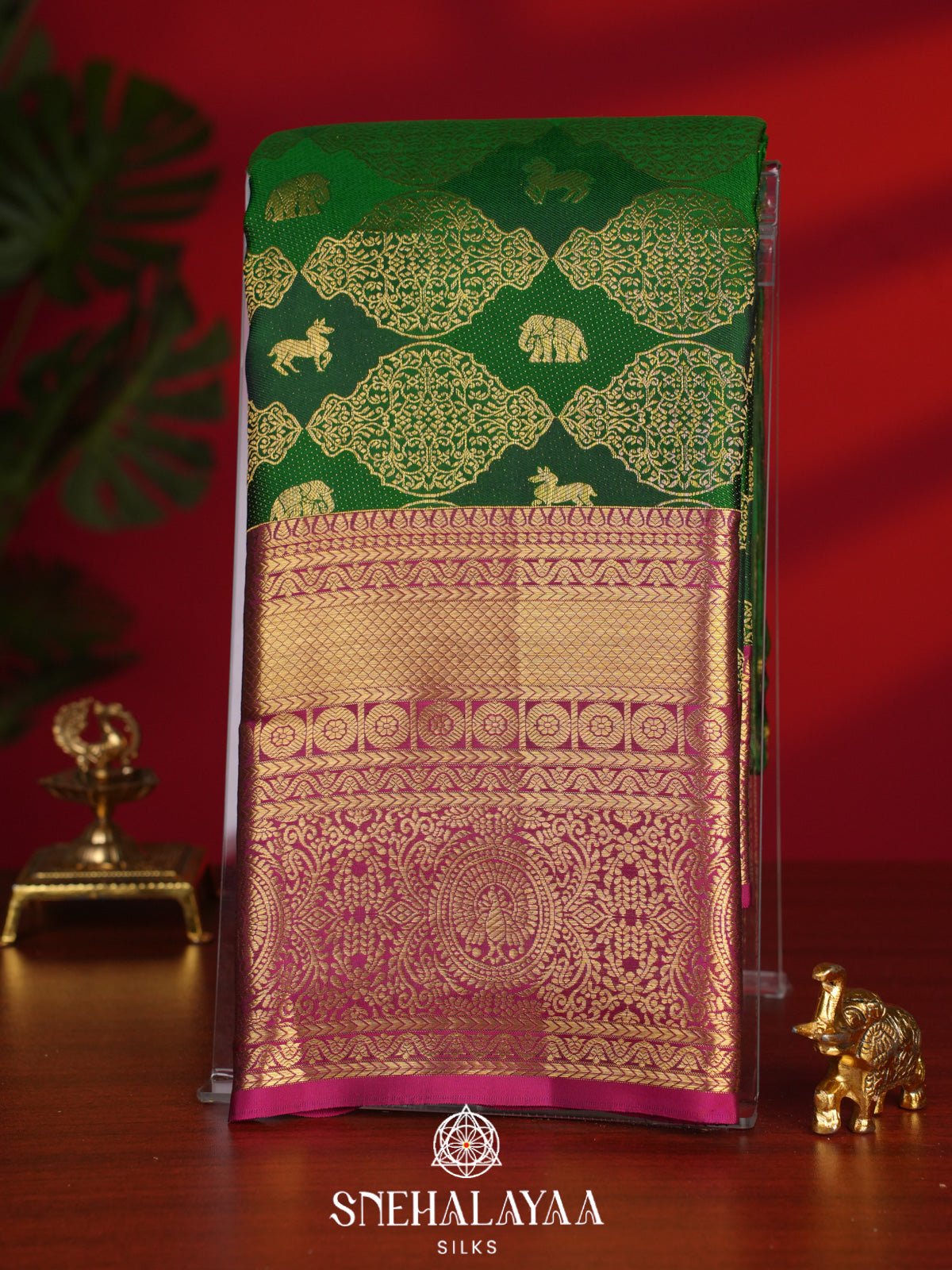 Emerald Green Kanjivaram Silk Saree