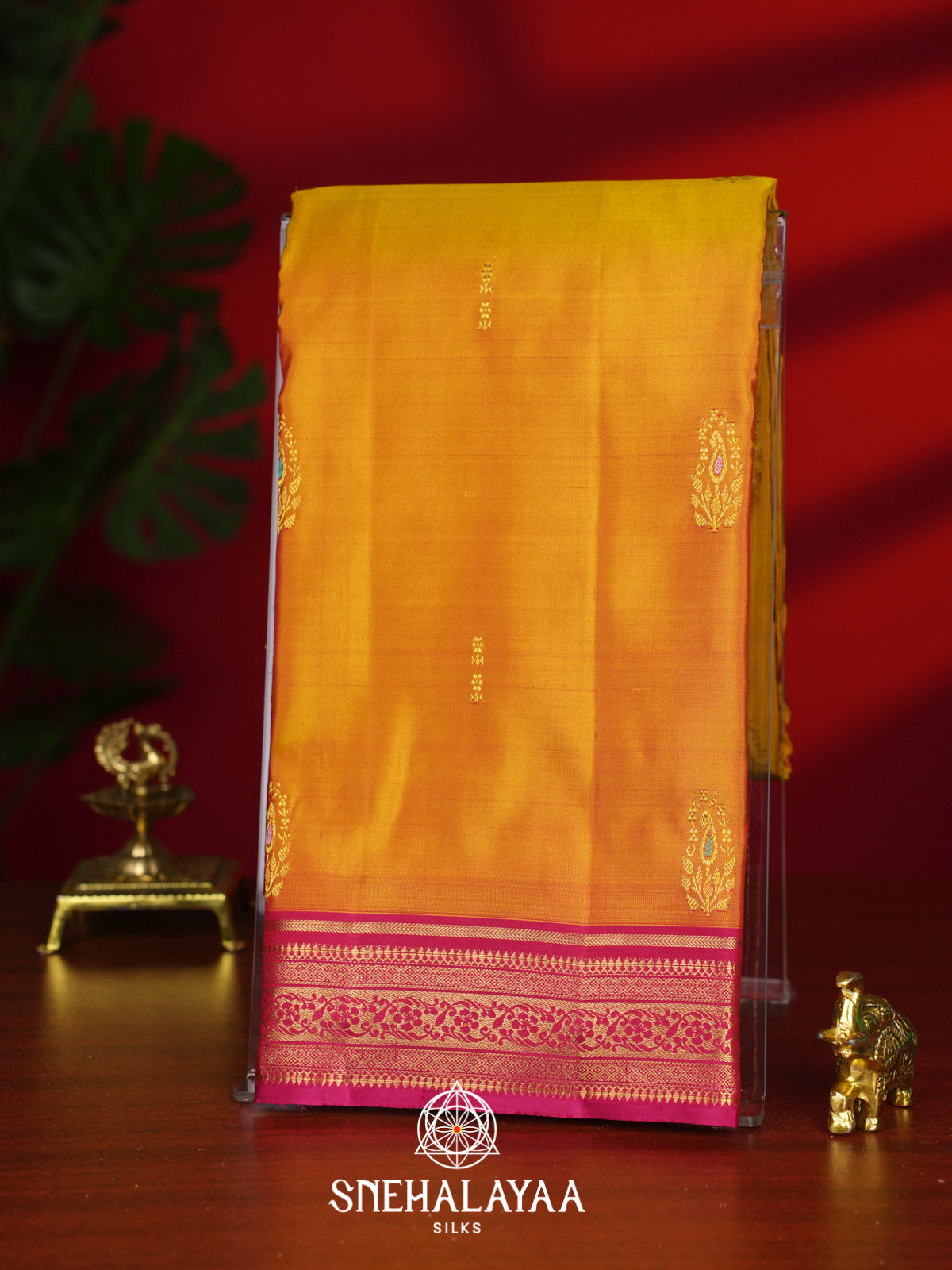 Golden Yellow Kanjivaram Silk Saree