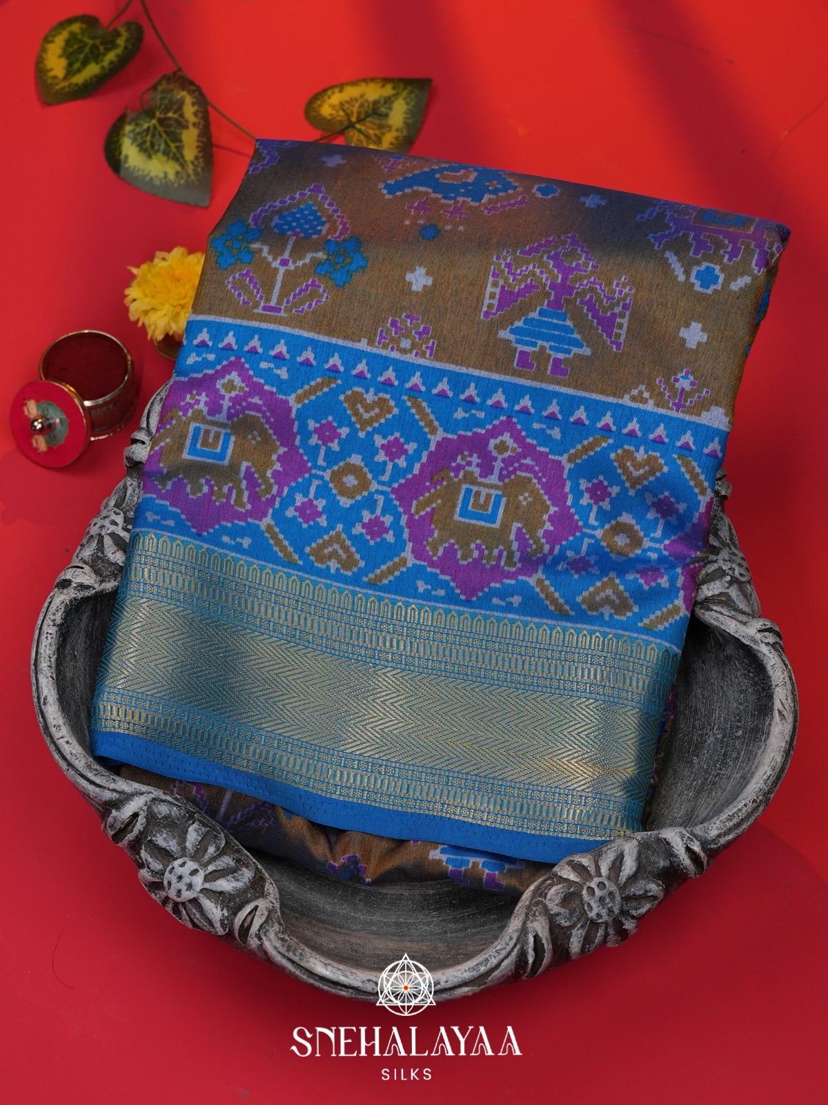 Brown Ikkat Saree