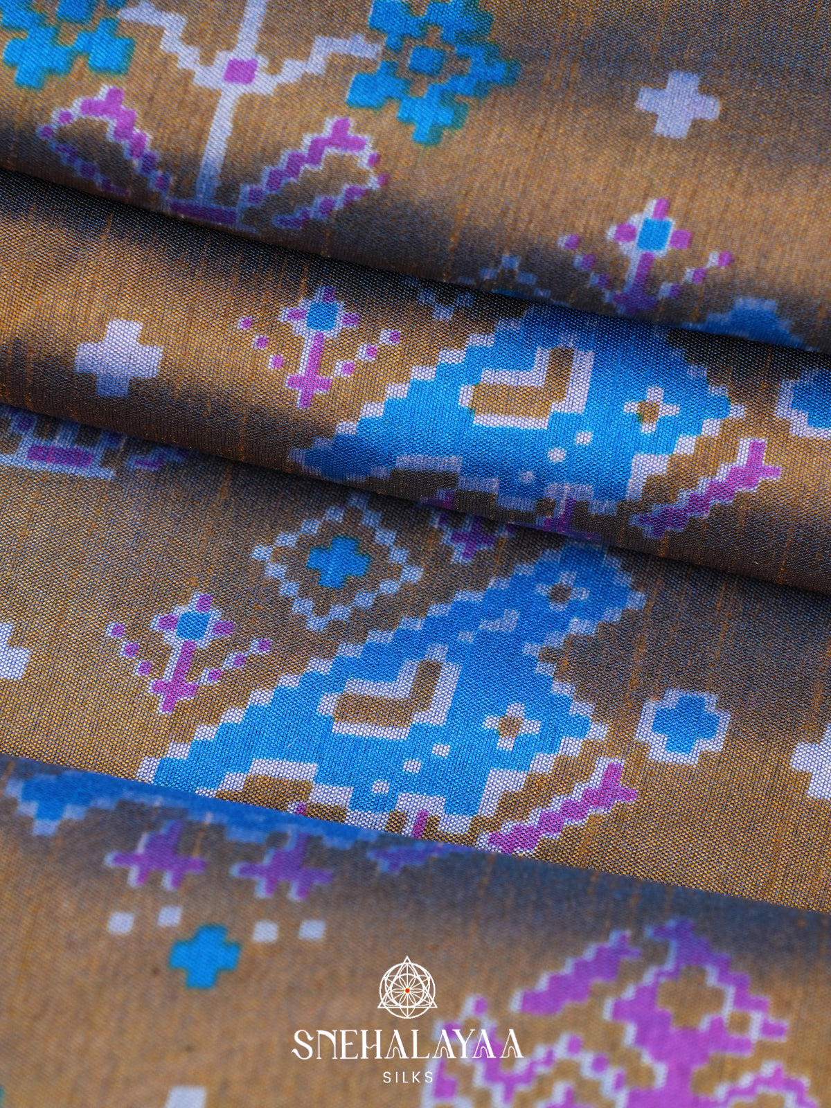 Brown Ikkat Saree