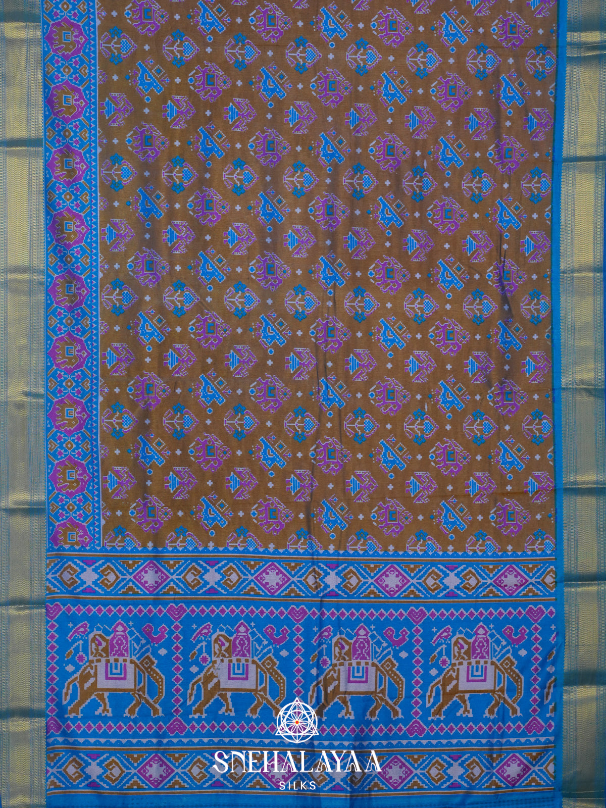 Brown Ikkat Saree