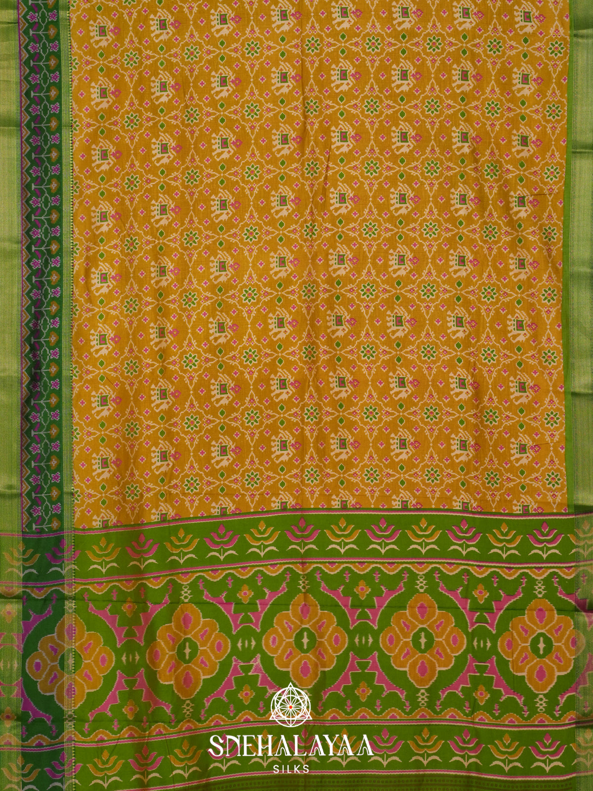 Mustard Yellow Ikkat Saree