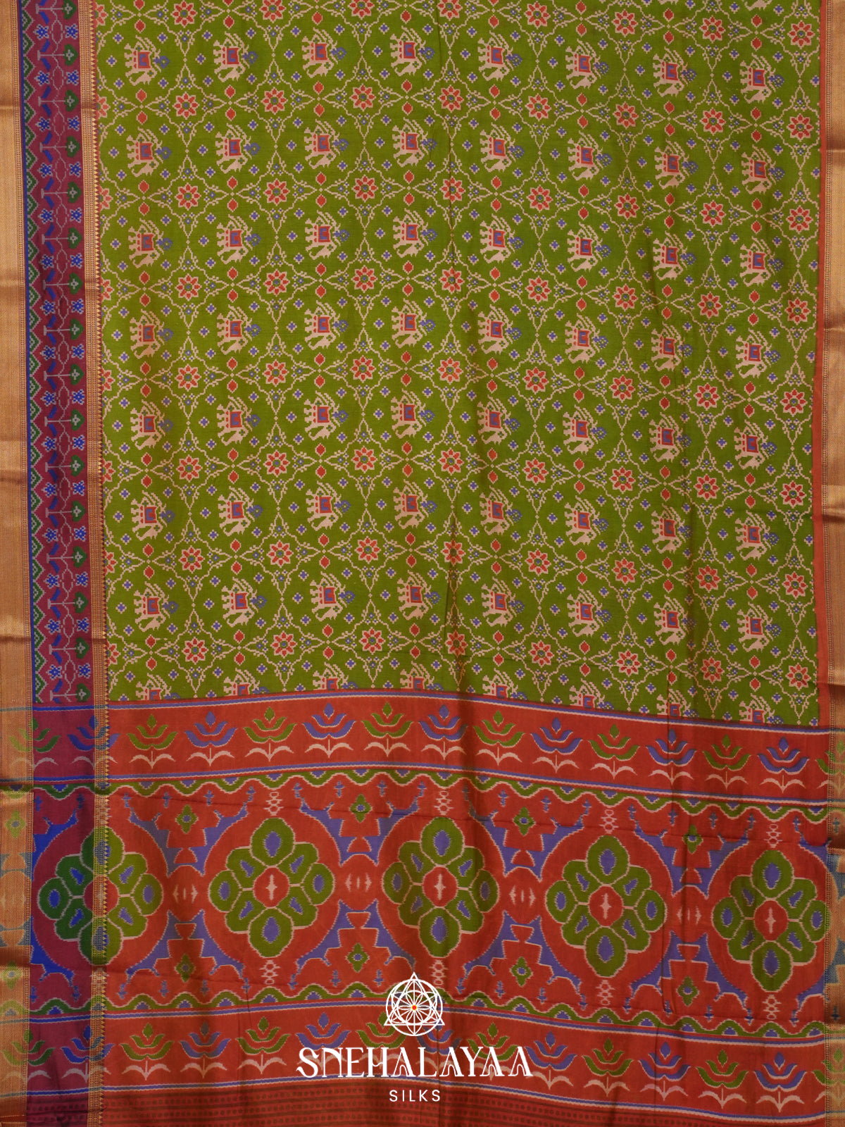 Green Ikkat Saree
