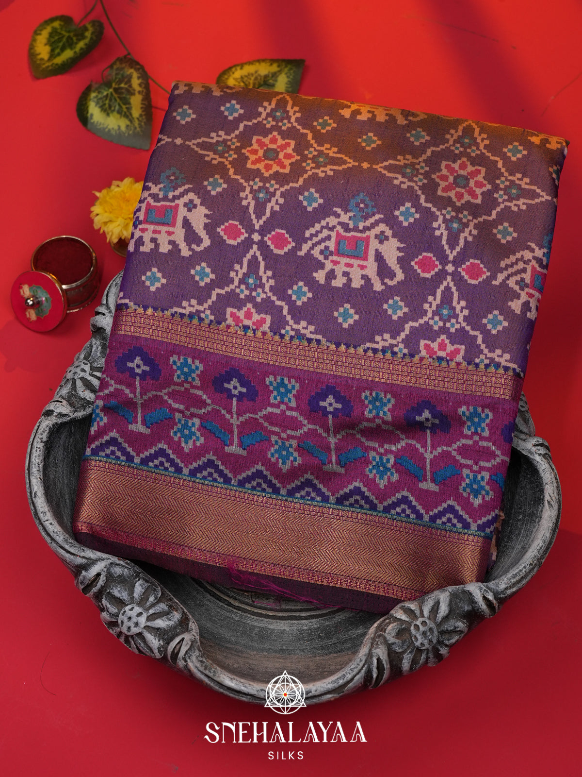 Purple Ikkat Saree
