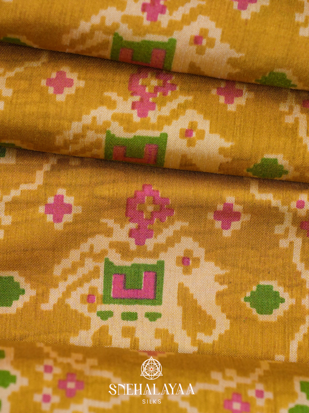 Mustard Yellow Ikkat Saree