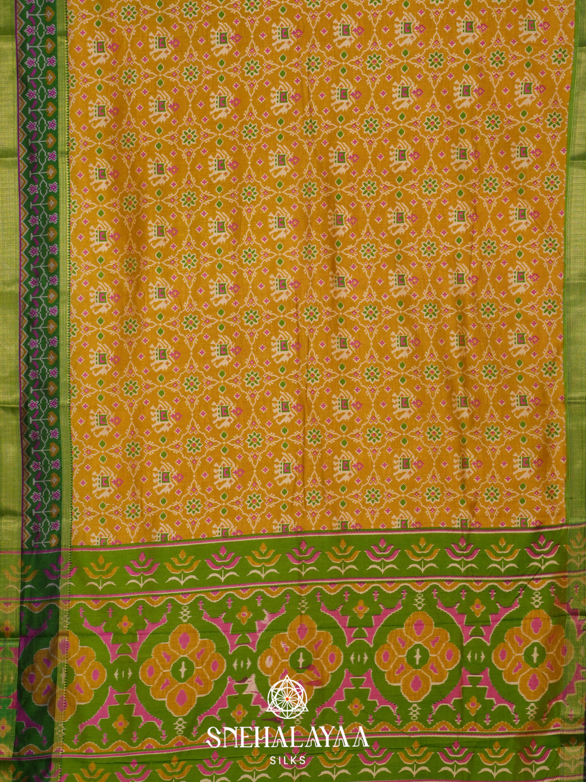 Mustard Yellow Ikkat Saree