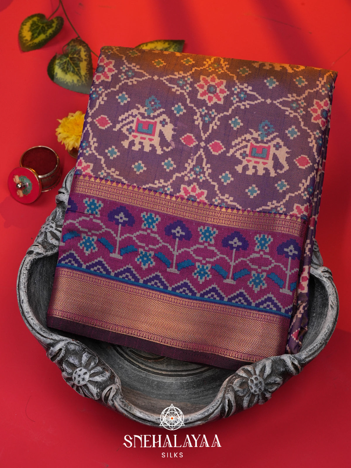 Plum Ikkat Saree