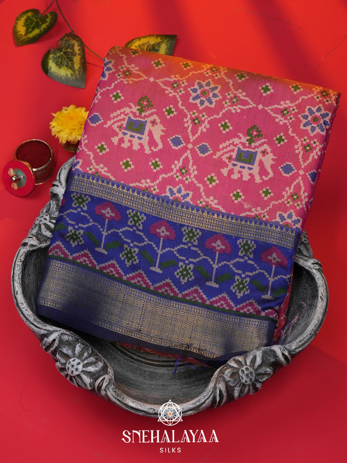 Pale Pink Ikkat Saree