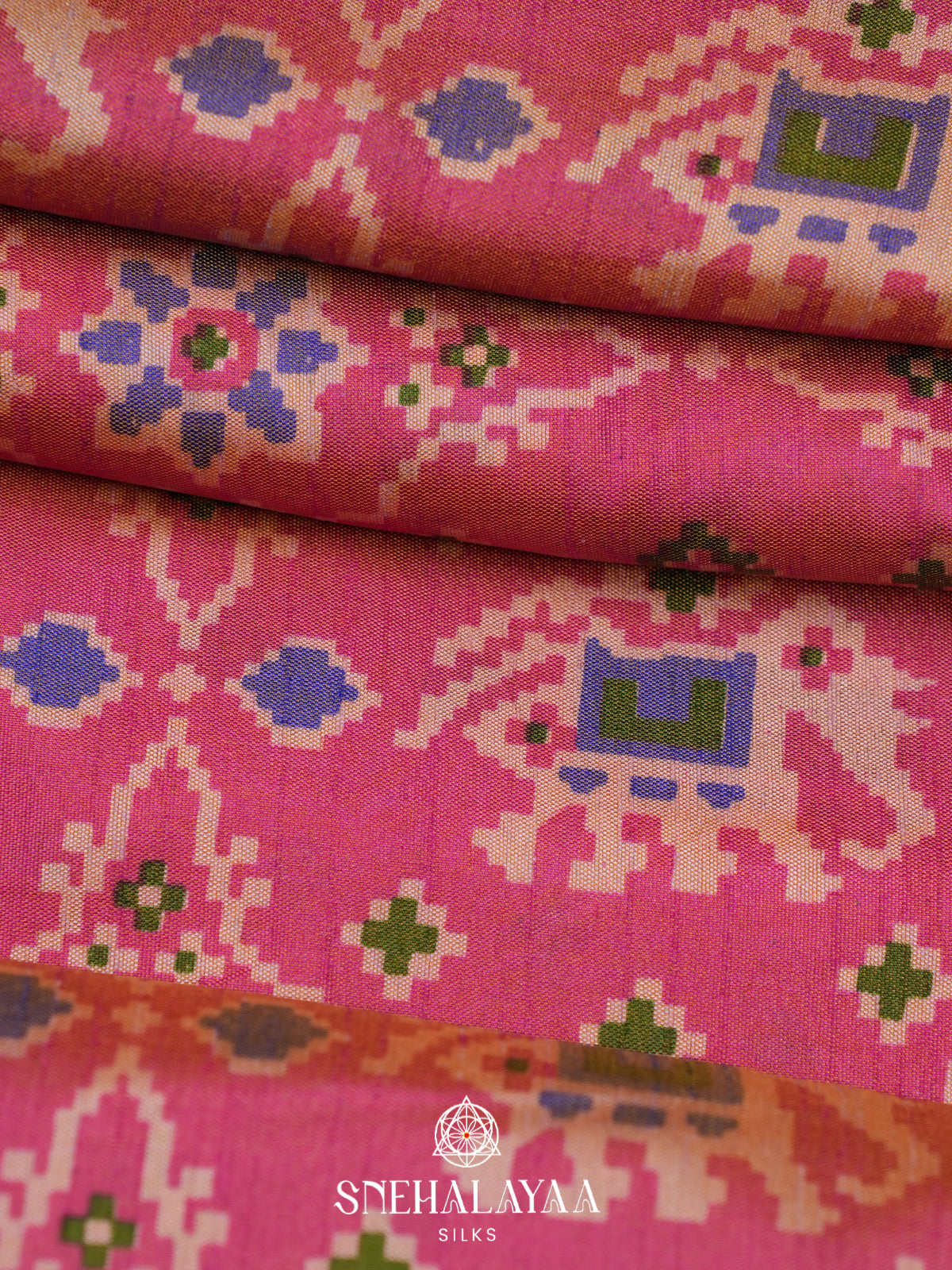Pale Pink Ikkat Saree
