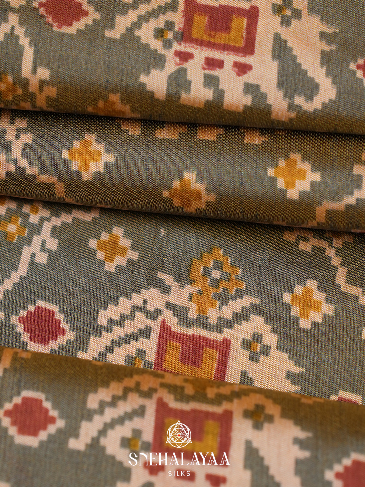 Sage Green Ikkat Saree