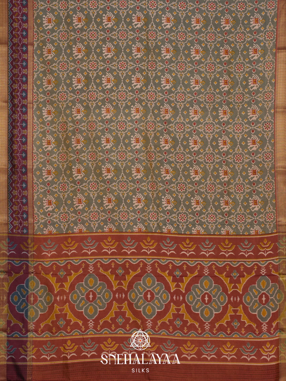 Sage Green Ikkat Saree